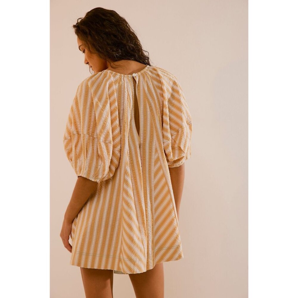 Free People Bop Around Romper in Orange Stripe - Picture 2 of 6
